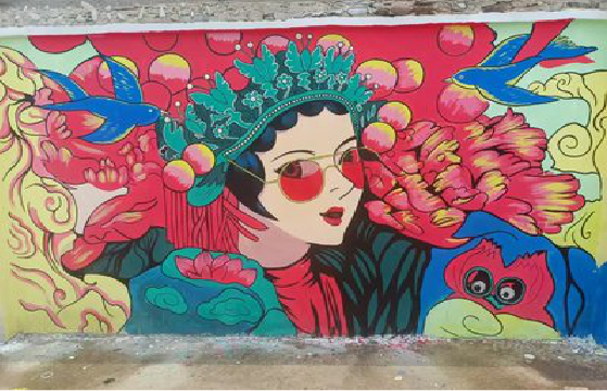 鲁甸墙体彩绘-网红墙