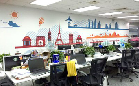 鲁甸教你设计办公室墙绘的方法。